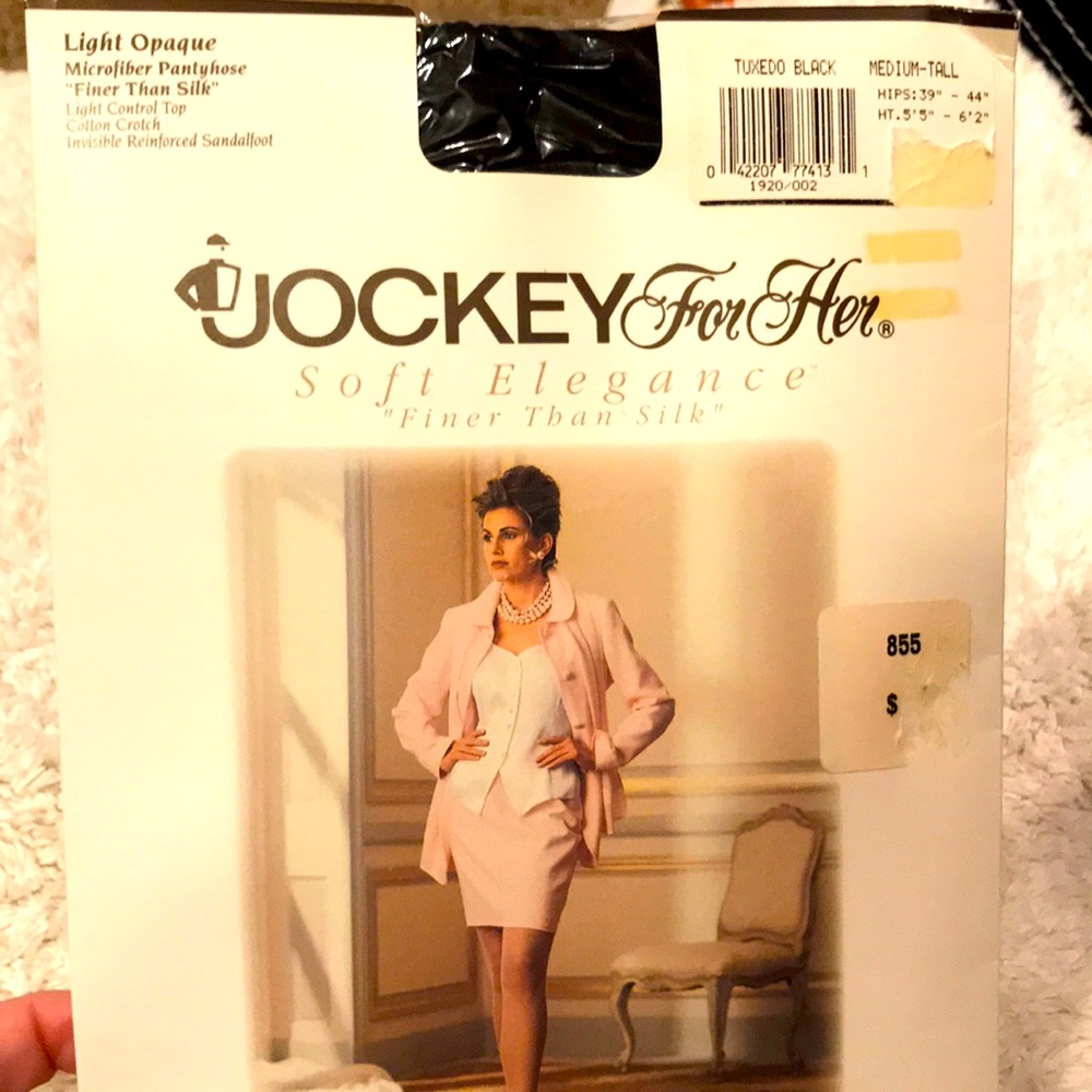 New vintage Jockey soft elegance black light opaque control top hosiery M Tall